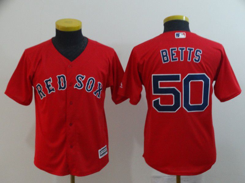 Youth Boston Red Sox 50 Betts Red Game MLB Jerseys